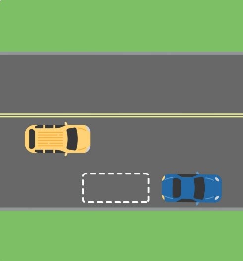 approach the space/place and check behind you for other cars and vehicles