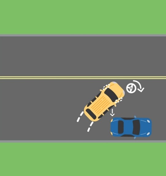 Steer sharply to the right until your car is at a 45° to the curb
