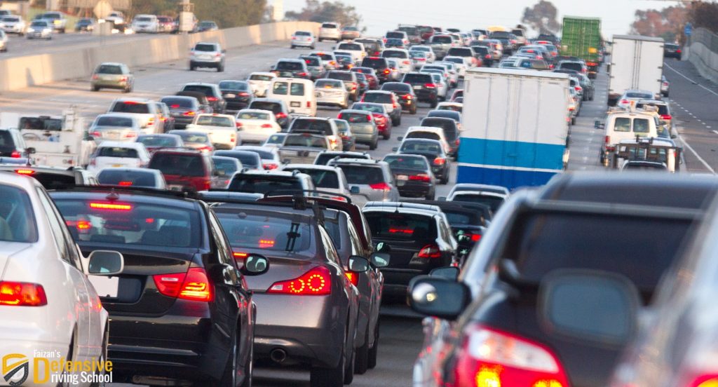 Traffic conditions are created by the number of vehicles and pedestrians using the same road or street at the same time you are.