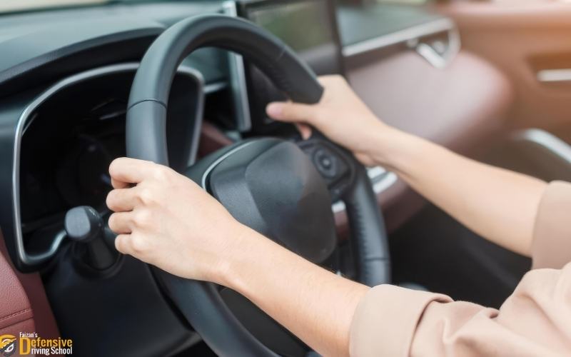 Student practising vehicle control during an SGI in-car driving lesson